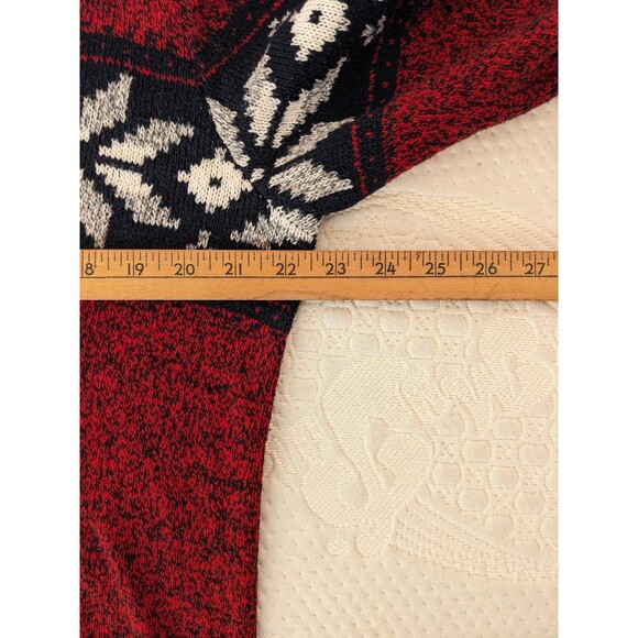 American Eagle Sweater Mens Large Nordic Fair isle Ski Red Navy Soft 1/4 Button - Picture 10 of 10